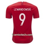 Camisolas de Futebol Polônia Robert Lewandowski 9 Equipamento Alternativa Copa do Mundo 2018 Manga Curta